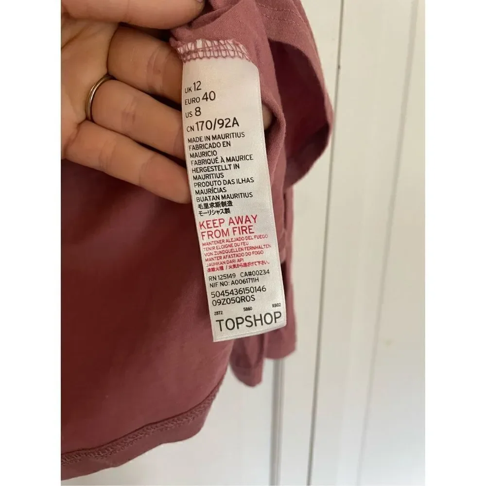 Top shop pink ruffle long sleeve blouse 8